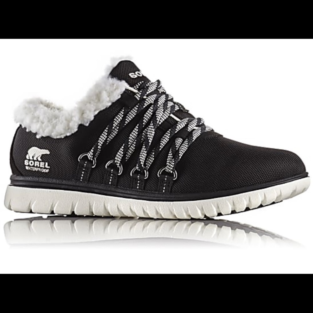 SOREL “Cozy Go” Black/White Sherpa Sneakers